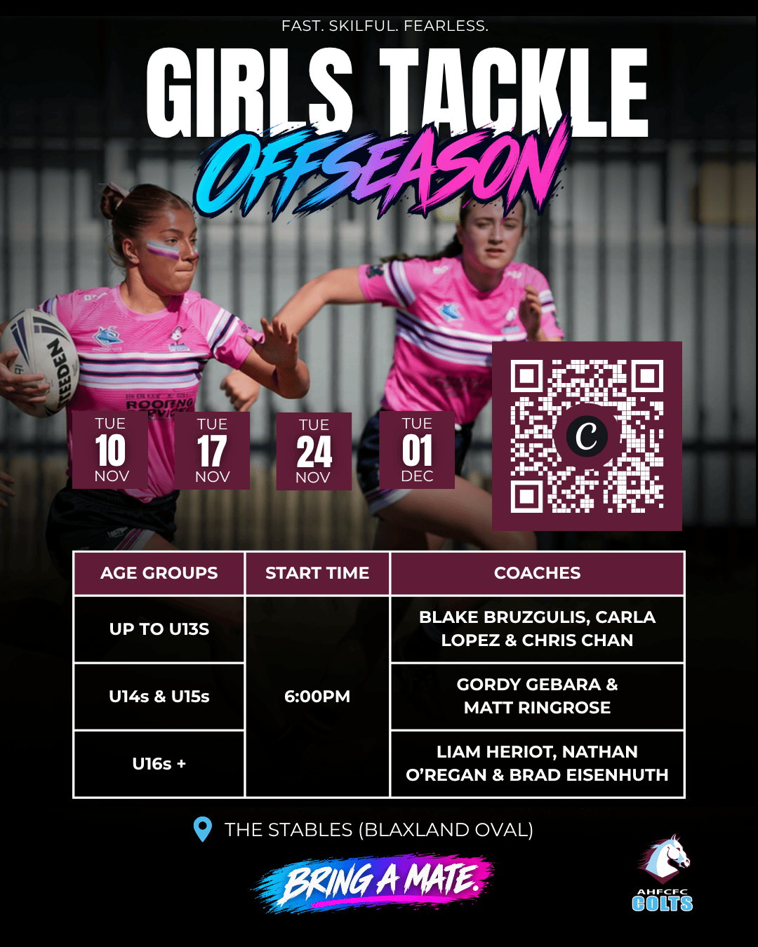 Girls tackle offseason dates, age groups and coaches at The Stables