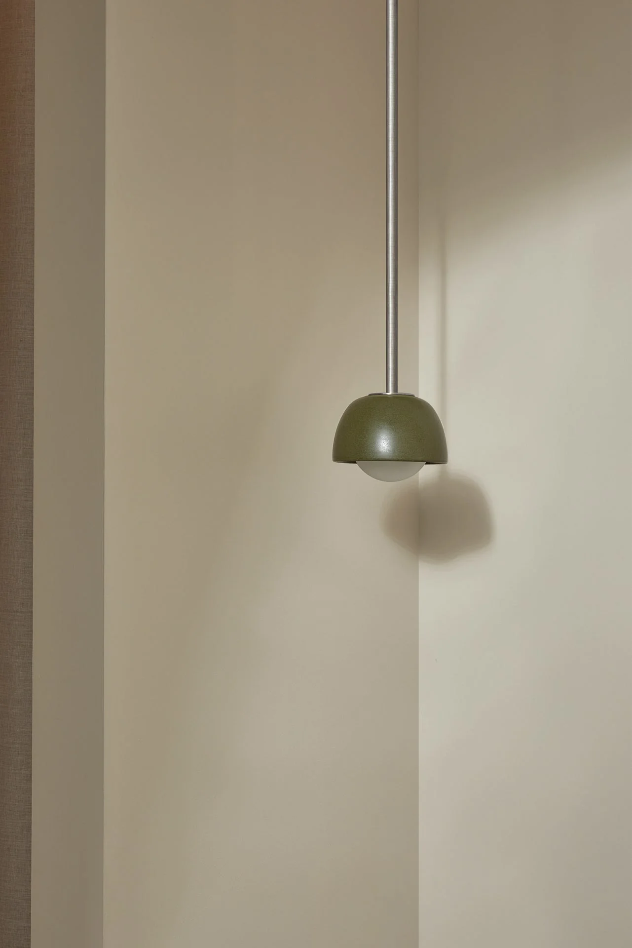 Terra 0 Pendant Light - Solid Rod Olive, Brushed Nickel