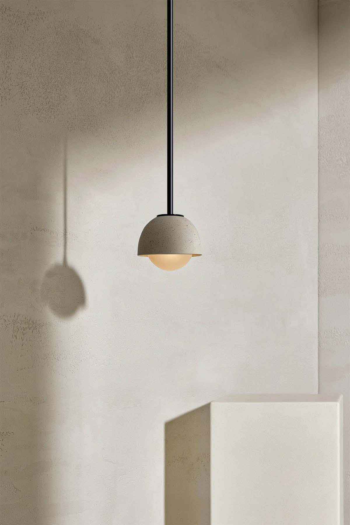 Terra 0 Pendant Light - Solid Rod Vanilla Bean, Brushed Black