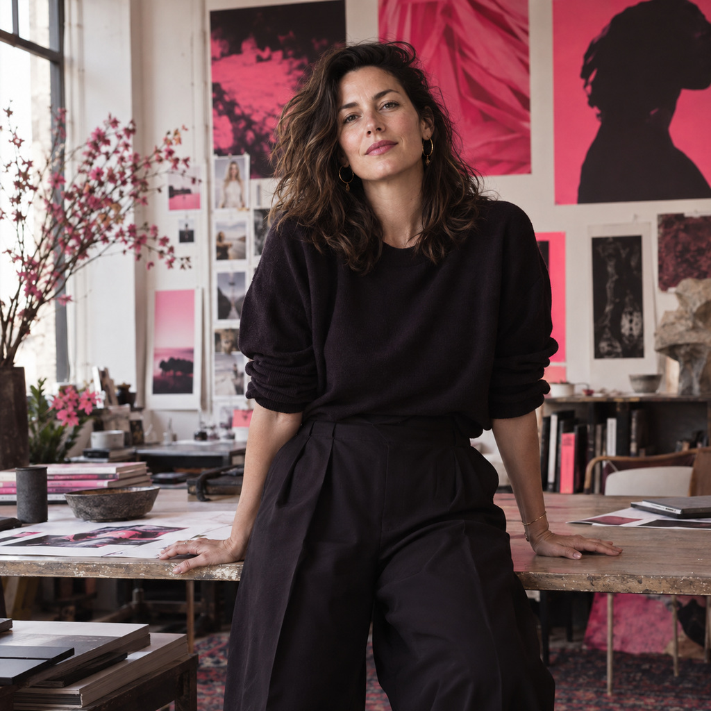 Creative director in a studio filled with print work