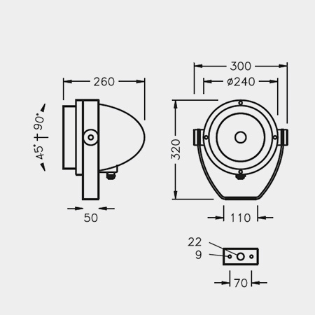 Nightspot B with mounting bracket