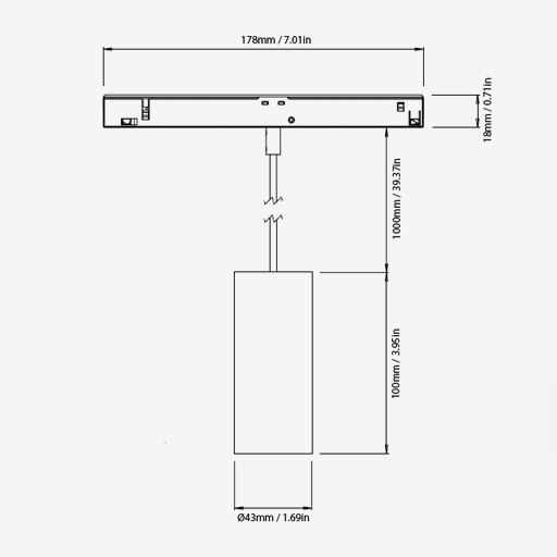 Cloud Track Pendant 48V Mini Origin Natural