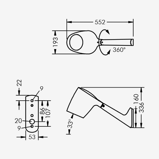 Monospot+ with wall arm