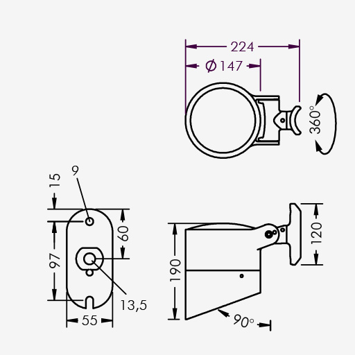 Multispot 3 with Cowl pole bracket