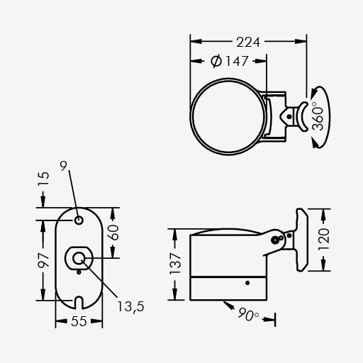 Multispot 3 with pole bracket