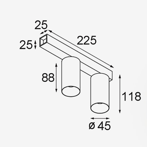 Minude 45 Surface Square Adjustable 2x LED