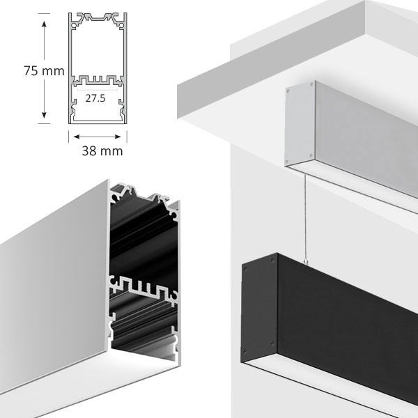 Slim linear pendant light for shops