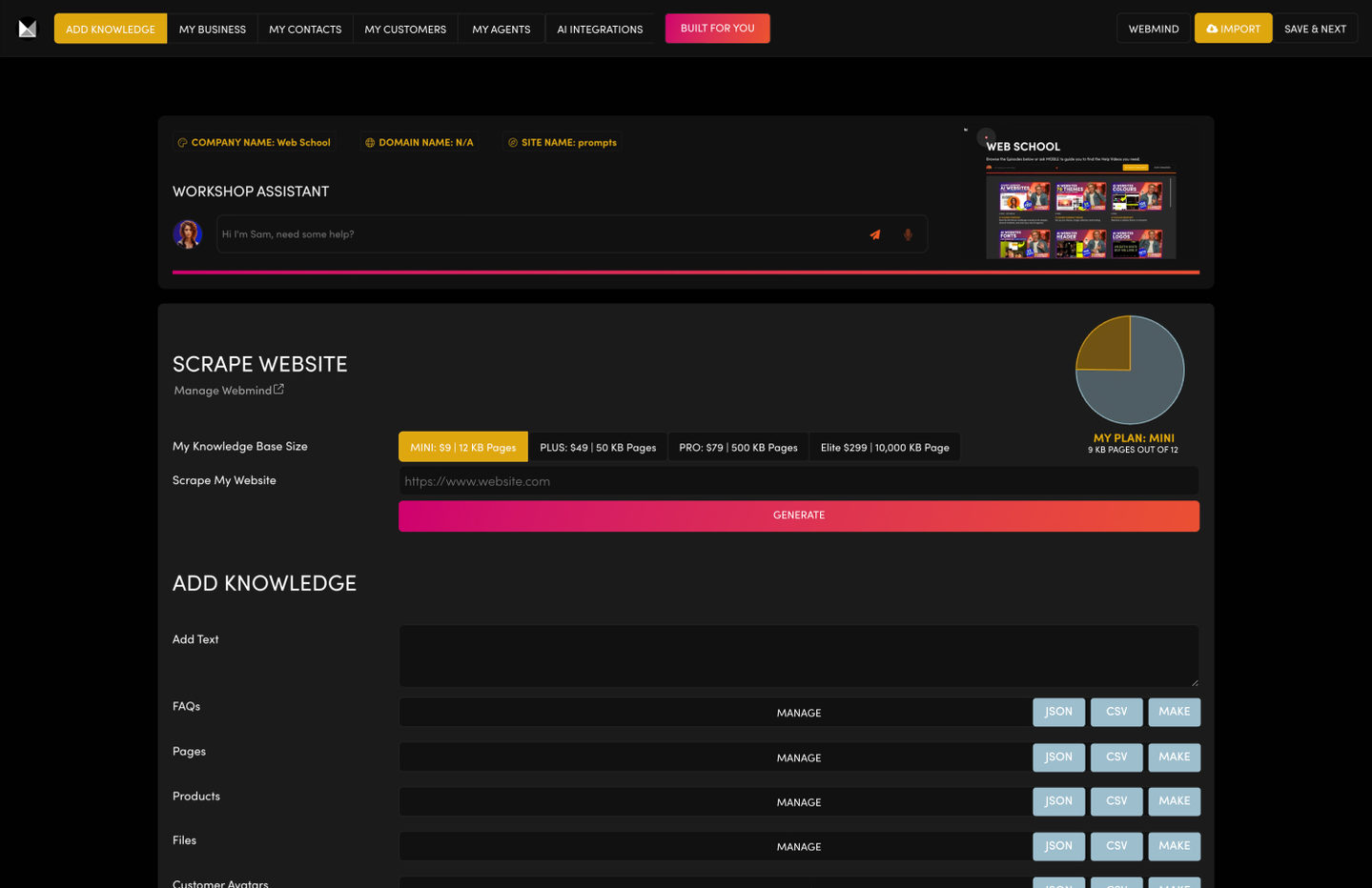 Add Knowledge | Scrape Website