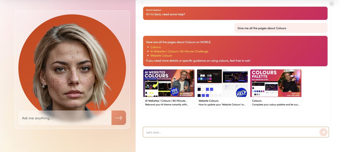 Website Search Chatbot Search Results