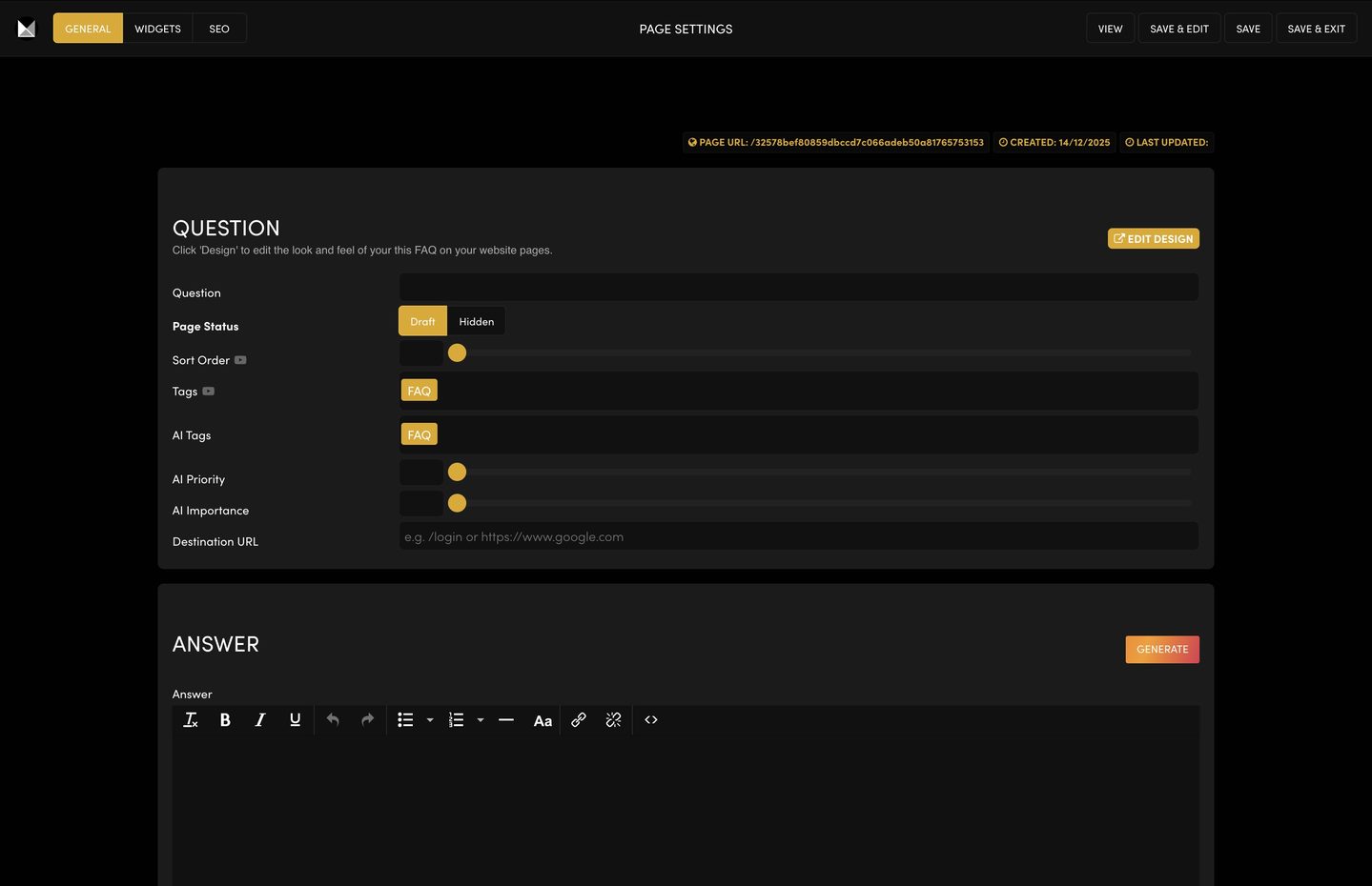FAQ - Add FAQ - Detail View